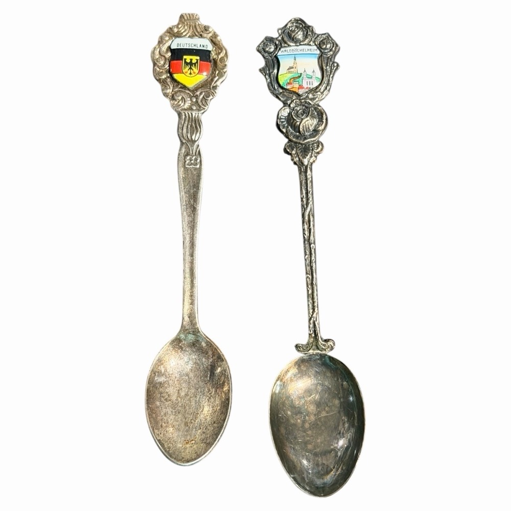Vintage German Souvenir Spoons‎ with Enamel Crests